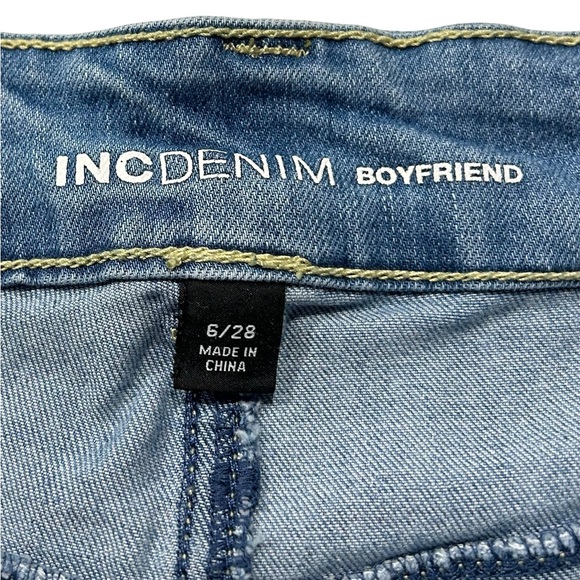 INCDenim boyfriend distressed jeans with animal hide design patches - Picture 4 of 12
